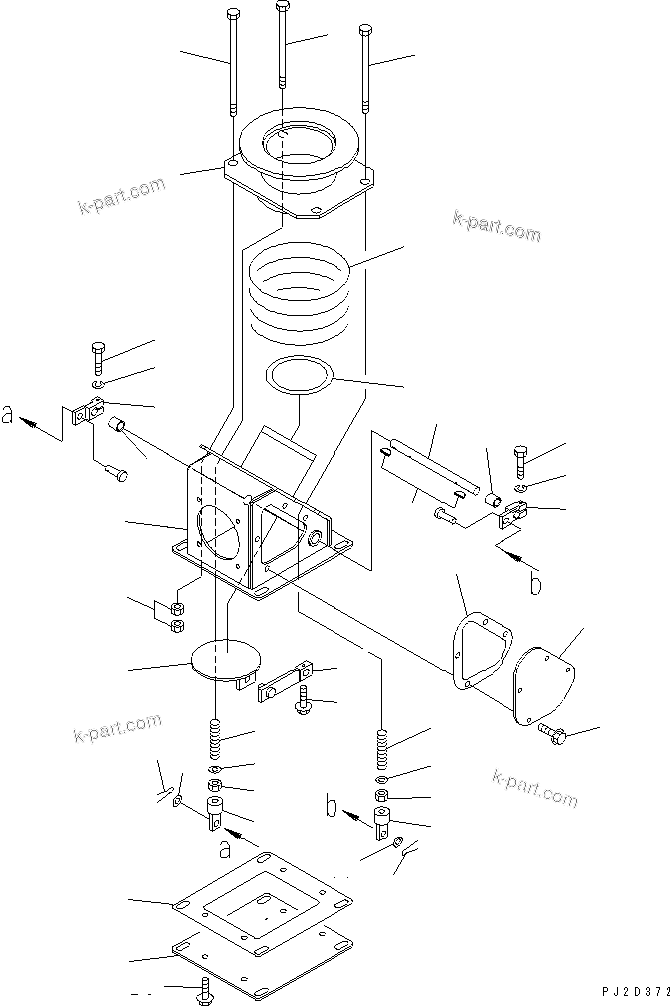 Komatsu parts book diagram for HM300-1L S/N A10001-UP: EXHAUST BOX (INNER PARTS)