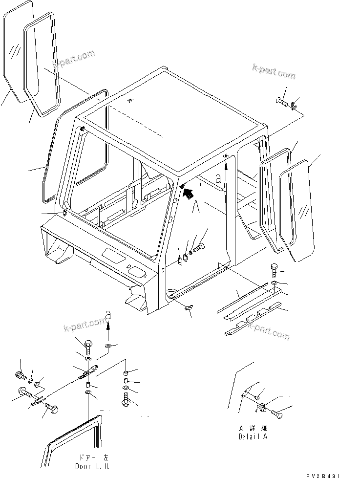 Komatsu parts book diagram for HM300-1L S/N A10001-UP: CAB (SIDE PARTS)