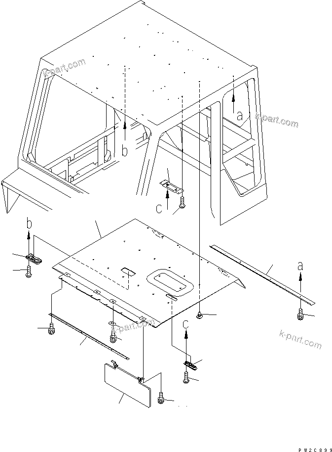 Komatsu parts book diagram for HM300-1L S/N A10001-UP: CAB (UPPER INTERIOR)