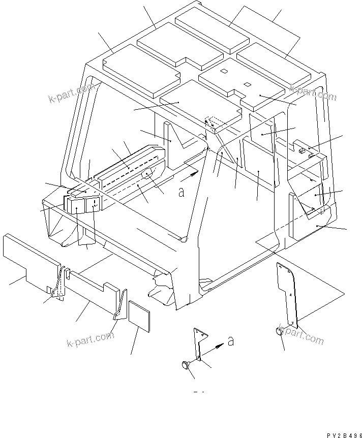 Komatsu parts book diagram for HM300-1L S/N A10001-UP: CAB (NOISE - PROOFING SHEET¤ 2/2)
