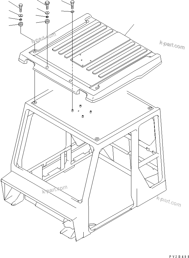 Komatsu parts book diagram for HM300-1L S/N A10001-UP: CAB (ROOF AND MOUNTING PARTS)