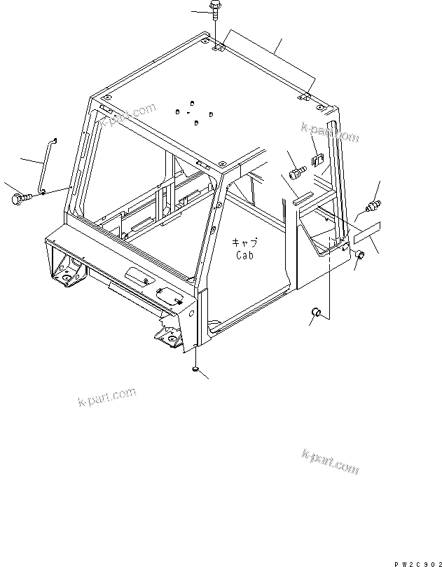 Komatsu parts book diagram for HM300-1L S/N A10001-UP: CAB (CAB STAY AND BUSHING)