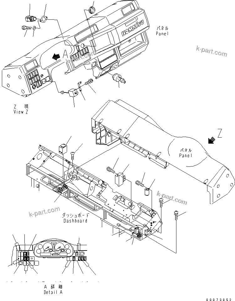 Komatsu parts book diagram for HM300-1L S/N A10001-UP: CAB INSTRUMENT PANEL (ELECTRICAL SYSTEM)
