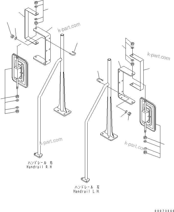 Komatsu parts book diagram for HM300-1L S/N A10001-UP: SIDE MIRROR