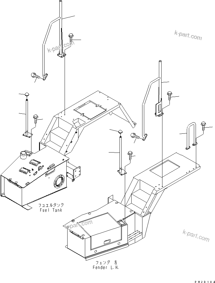 Komatsu parts book diagram for HM300-1L S/N A10001-UP: HAND RAIL