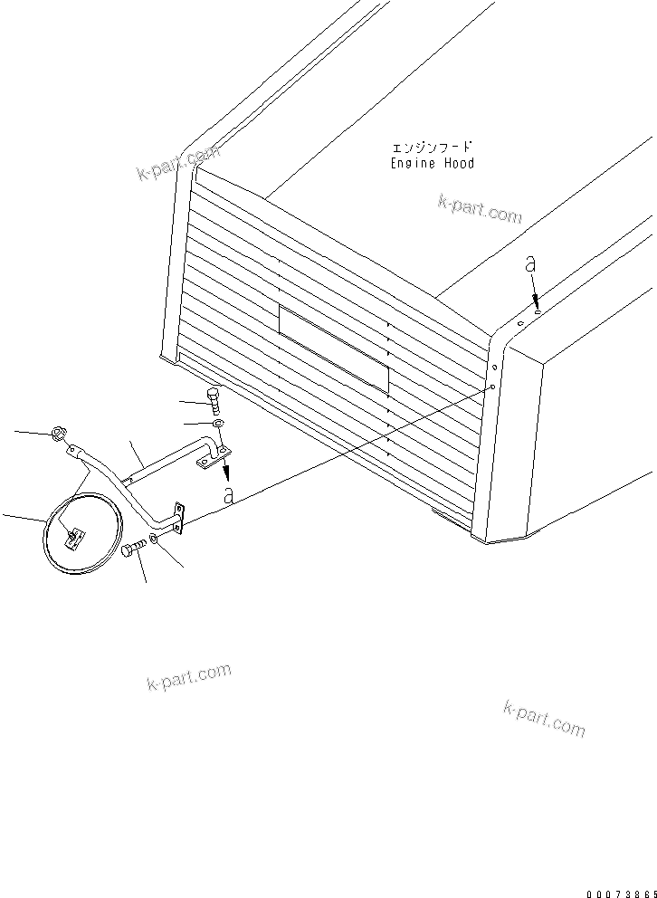 Komatsu parts book diagram for HM300-1L S/N A10001-UP: ENGINE HOOD (FRONT UNDER MIRROR)(#A10022-)