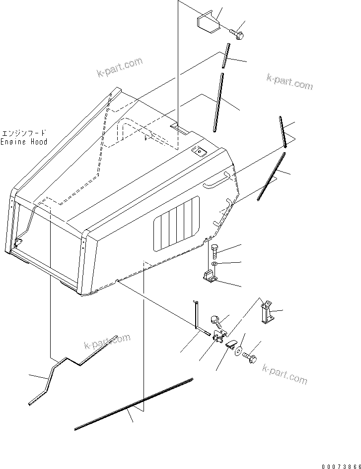 Komatsu parts book diagram for HM300-1L S/N A10001-UP: ENGINE HOOD (SEAL)