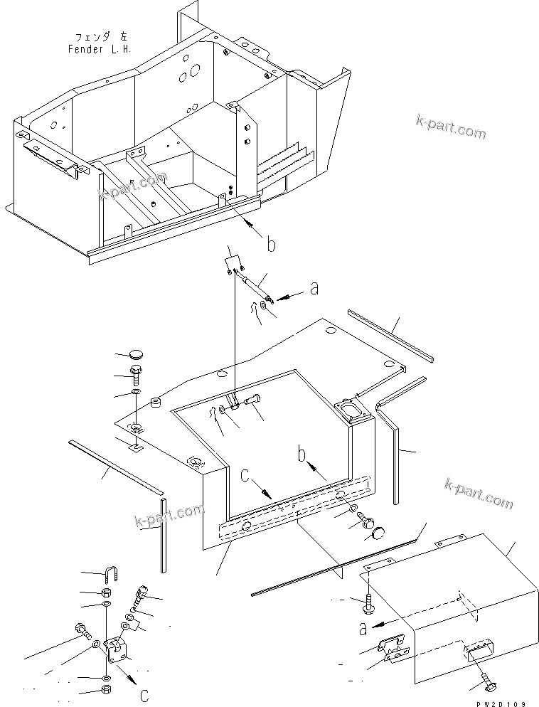 Komatsu parts book diagram for HM300-1L S/N A10001-UP: FENDER LOWER¤ L.H. (2/2)