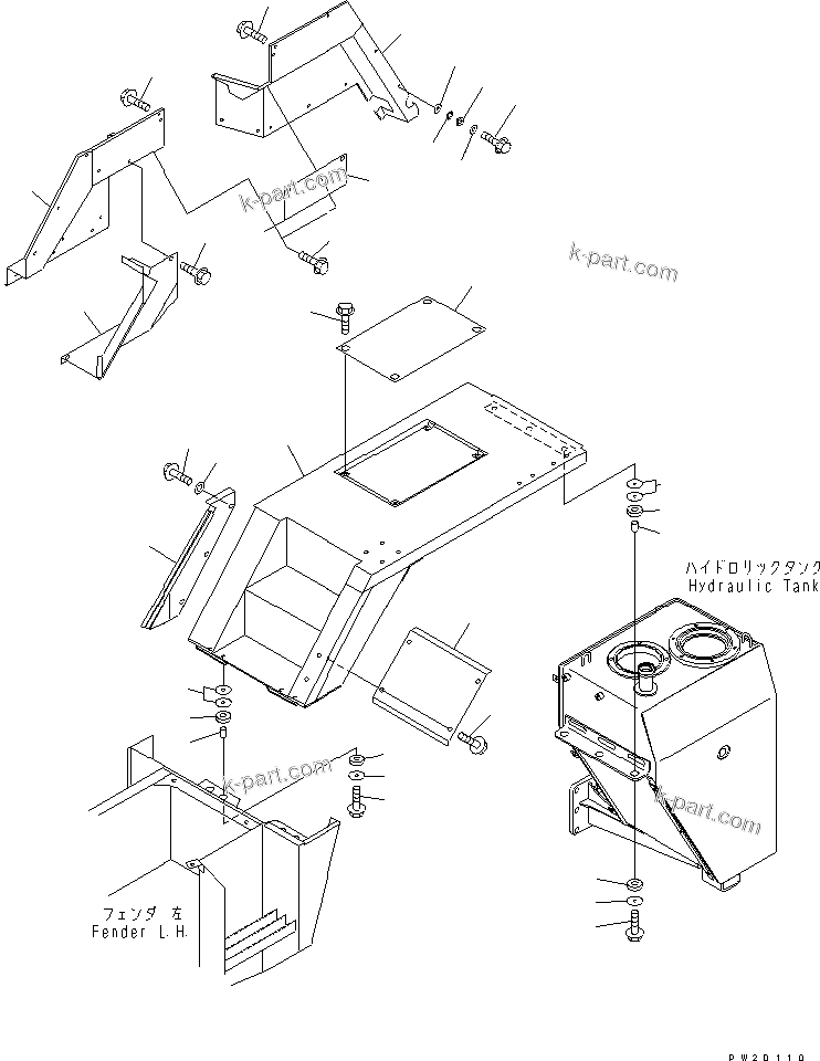 Komatsu parts book diagram for HM300-1L S/N A10001-UP: FENDER UPPER¤ L.H.