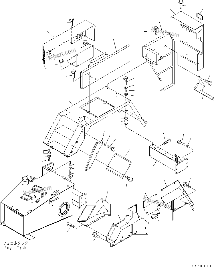 Komatsu parts book diagram for HM300-1L S/N A10001-UP: FENDER UPPER¤ R.H.