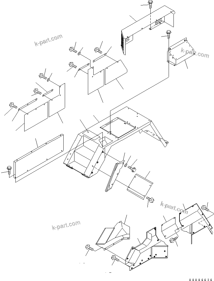Komatsu parts book diagram for HM300-1L S/N A10001-UP: FENDER SUB ASS'Y (R.H.) (FENDER AND RELATED PARTS)
