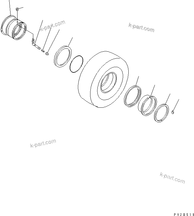Komatsu parts book diagram for HM300-1L S/N A10001-UP: RIM (WIDE) (24.0-25WTB)