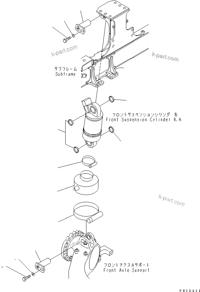Komatsu parts book diagram for HM300-1L S/N A10001-UP: FRONT SUSPENSION CYLINDER¤ R.H.