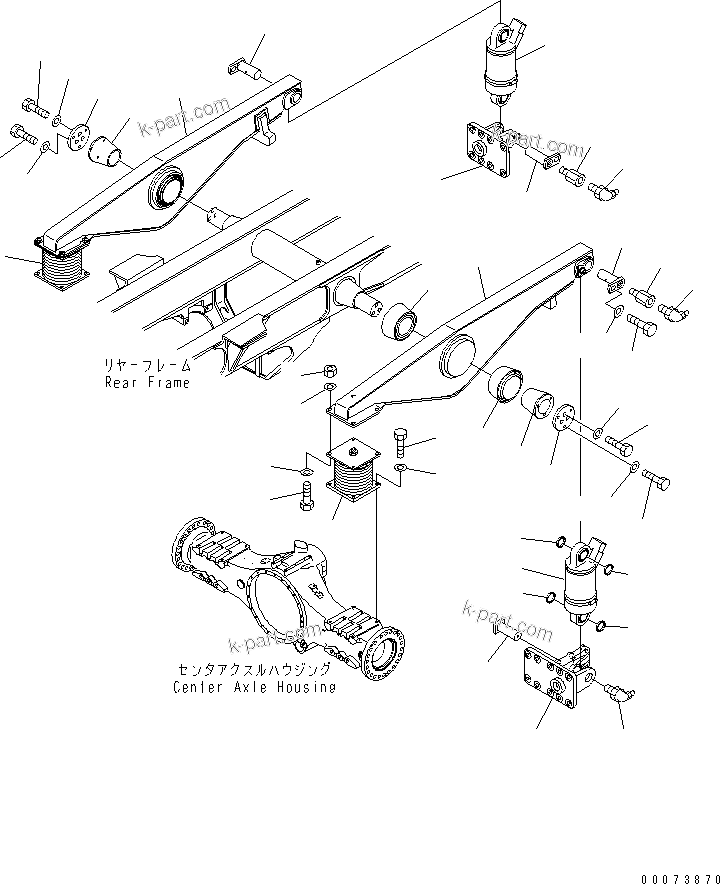 Komatsu parts book diagram for HM300-1L S/N A10001-UP: REAR SUSPENSION (EQUALIZER BAR AND MOUNTING PARTS)