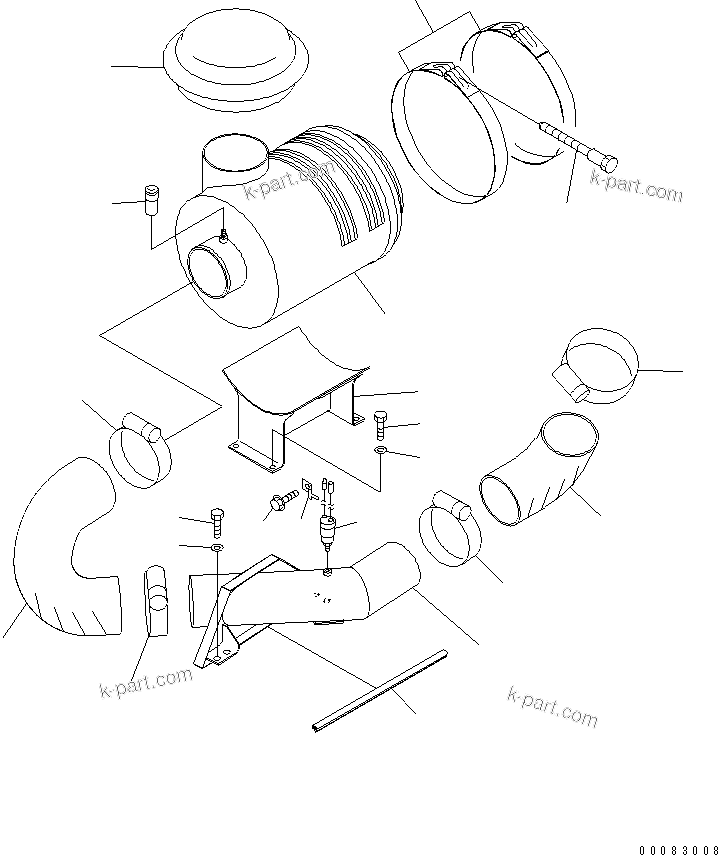 Komatsu parts book diagram for HM350-1L S/N A10001-UP: AIR CLEANER (PIPING)
