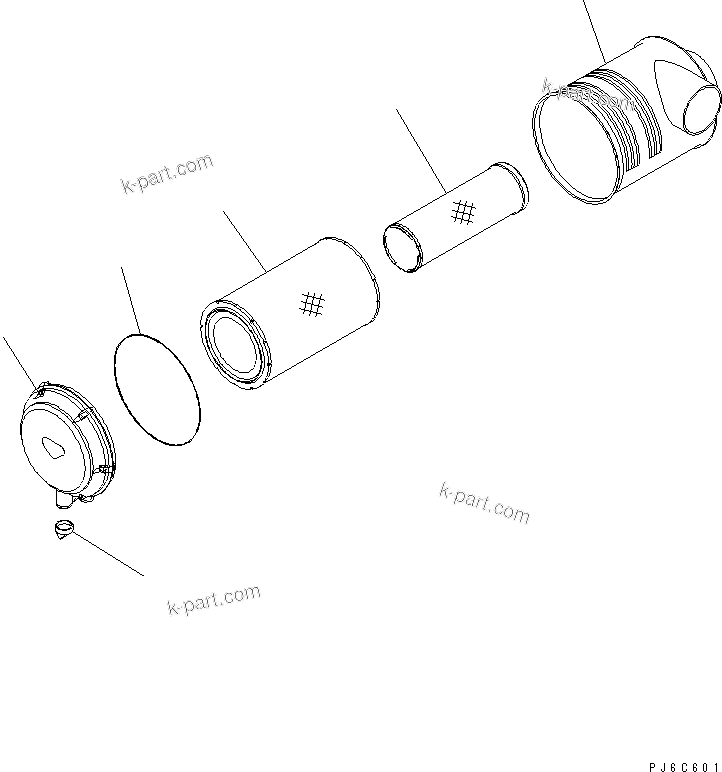 Komatsu parts book diagram for HM350-1L S/N A10001-UP: AIR CLEANER (INNER PARTS)