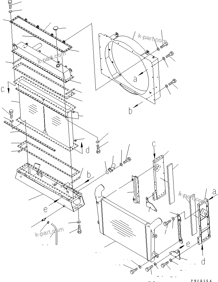 Komatsu parts book diagram for HM350-1L S/N A10001-UP: RADIATOR AND AFTER COOLER