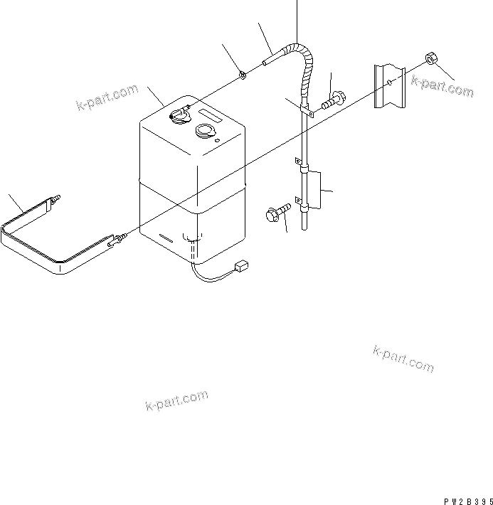 Komatsu parts book diagram for HM350-1L S/N A10001-UP: RADIATOR (RESERVE TANK AND PIPING)