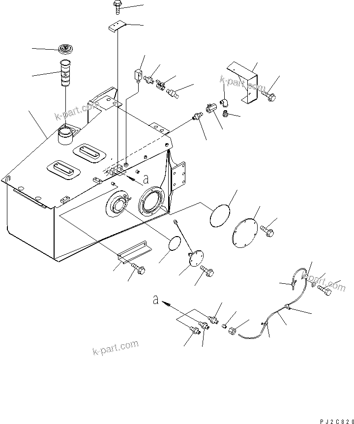Komatsu parts book diagram for HM350-1L S/N A10001-UP: FUEL TANK (RELATED PARTS)