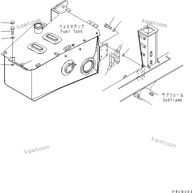 Komatsu parts book diagram for HM350-1L S/N A10001-UP: FUEL TANK (MOUNTING PARTS)