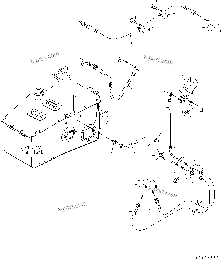 Komatsu parts book diagram for HM350-1L S/N A10001-UP: FUEL PIPING