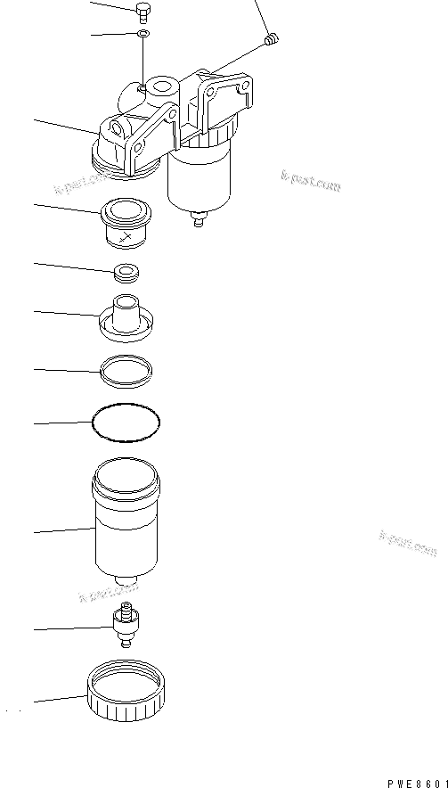 Komatsu parts book diagram for HM350-1L S/N A10001-UP: FUEL PIPING (WITH WATER SEPARATOR) (INNER PARTS)