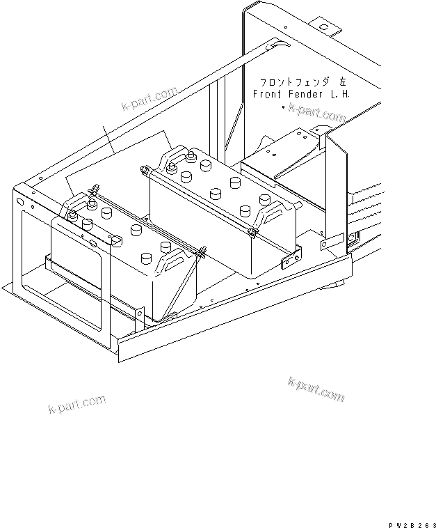 Komatsu parts book diagram for HM350-1L S/N A10001-UP: BATTERY