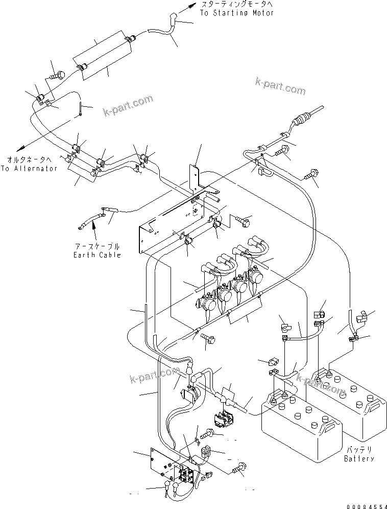 Komatsu parts book diagram for HM350-1L S/N A10001-UP: BATTERY (WIRING)