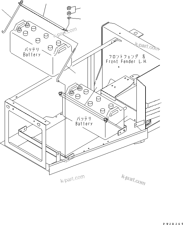 Komatsu parts book diagram for HM350-1L S/N A10001-UP: BATTERY (MOUNTING PARTS)