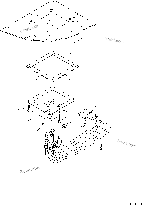 Komatsu parts book diagram for HM350-1L S/N A10001-UP: FRONT FRAME ELECTRICAL (CAB FLOOR COVER)