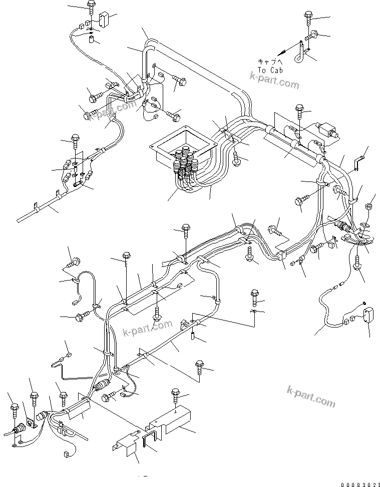 Komatsu parts book diagram for HM350-1L S/N A10001-UP: FRONT FRAME ELECTRICAL (L.H. SIDE HARNESS)