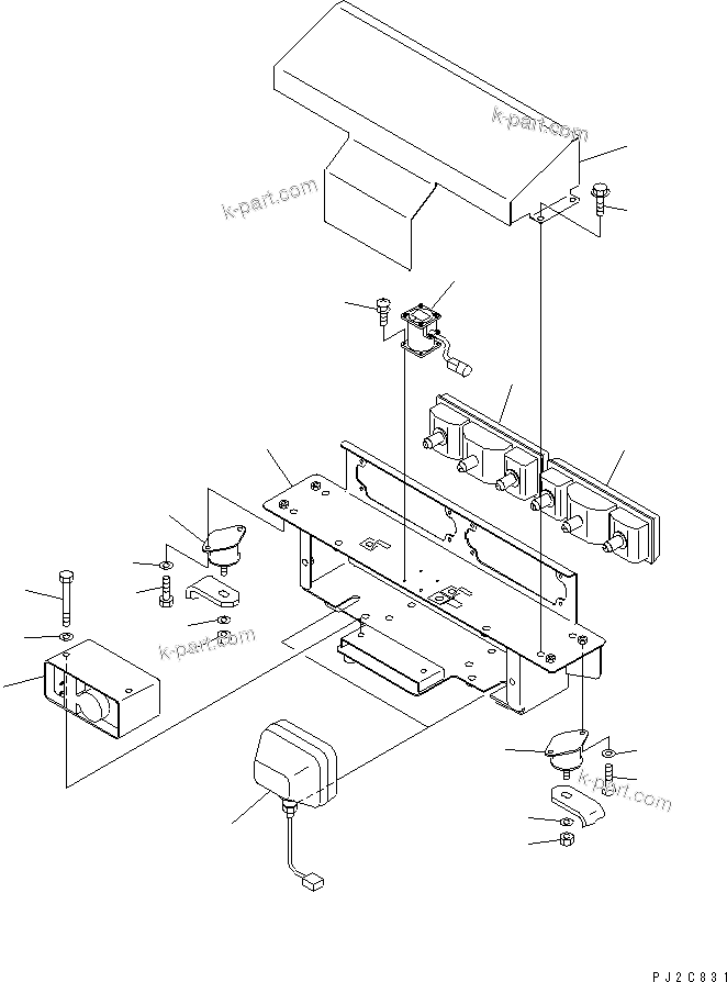 Komatsu parts book diagram for HM350-1L S/N A10001-UP: REAR FRAME ELECTRICAL (REAR LAMP¤ BACK-UP ALARM AND INCLINATION SENSOR)