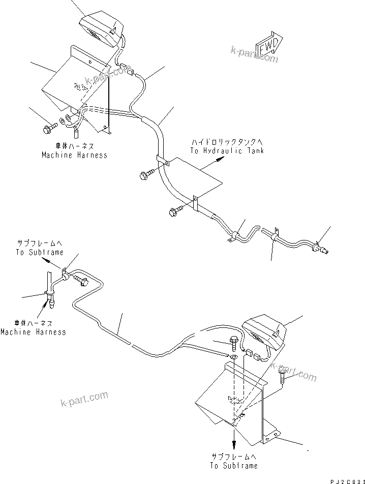 Komatsu parts book diagram for HM350-1L S/N A10001-UP: LAMP (SIDE LAMP)