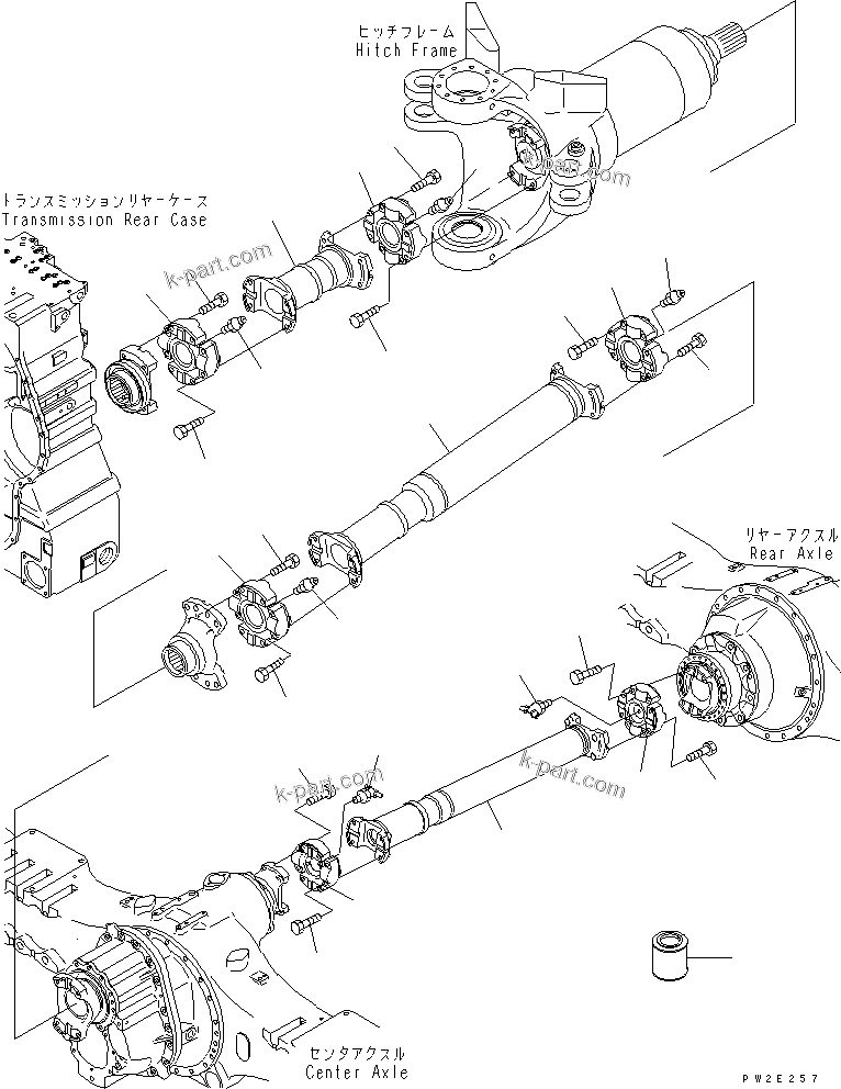 Komatsu parts book diagram for HM350-1L S/N A10001-UP: REAR DRIVE SHAFT