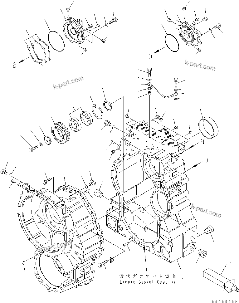Komatsu parts book diagram for HM350-1L S/N A10001-UP: TRANSMISSION (CASE)