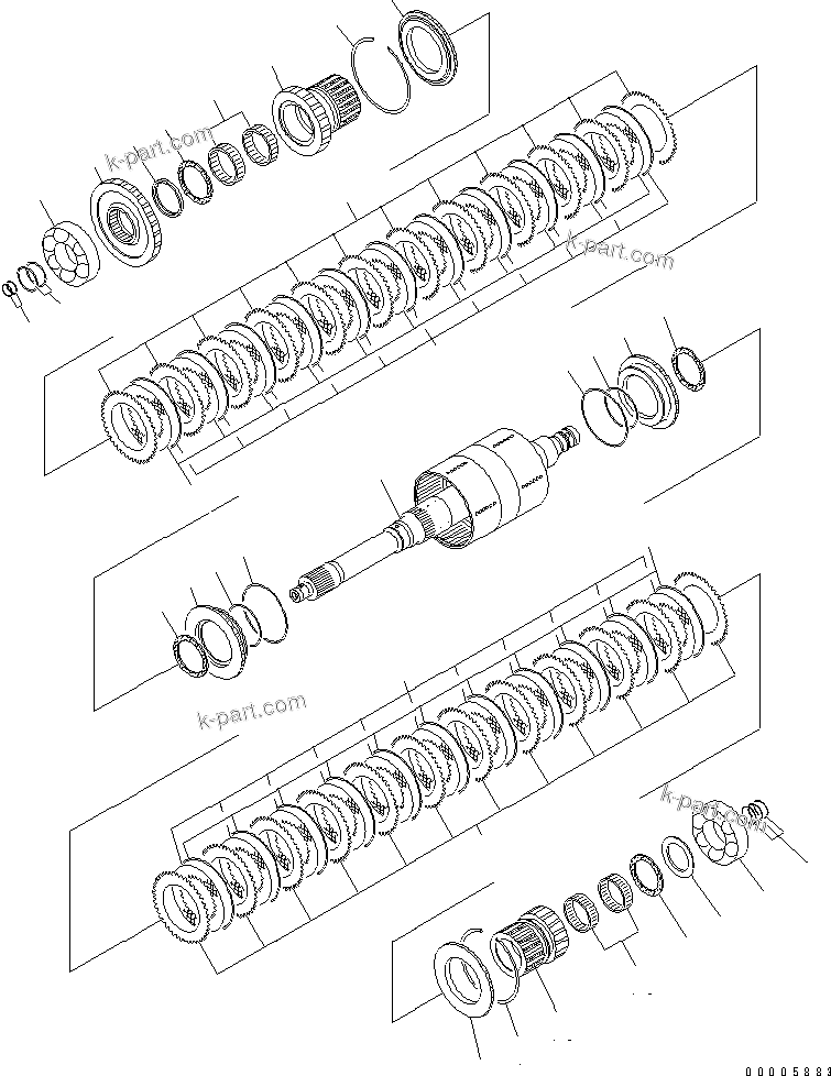 Komatsu parts book diagram for HM350-1L S/N A10001-UP: TRANSMISSION (FORWARD LOW AND REVERSE)