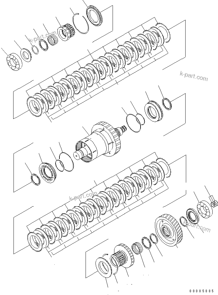 Komatsu parts book diagram for HM350-1L S/N A10001-UP: TRANSMISSION (2ND AND 3RD)