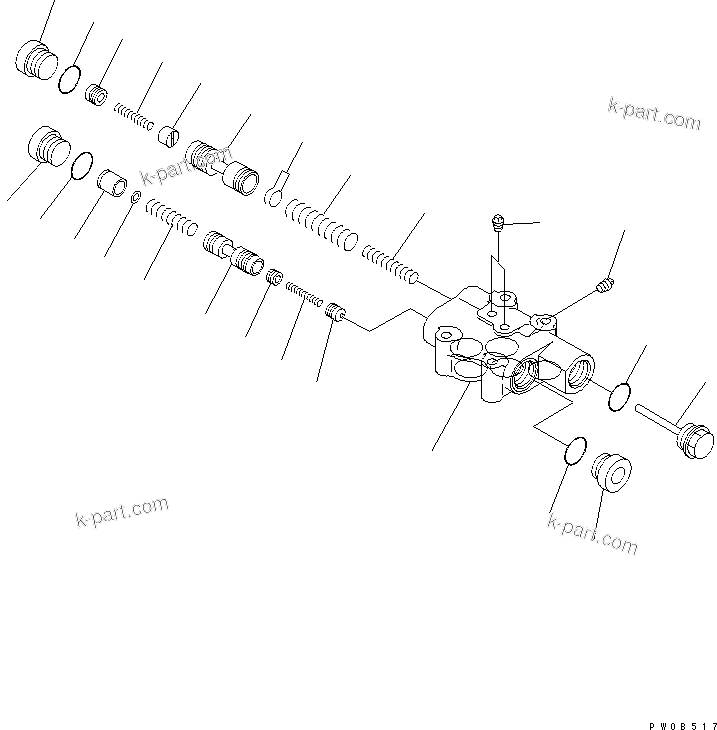 Komatsu parts book diagram for HM350-1L S/N A10001-UP: TRANSMISSION (CONTROL VALVE) (MAIN RELIEF VALVE)