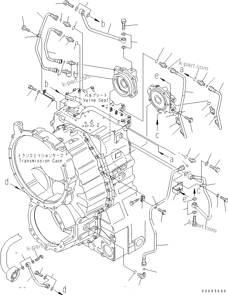 Komatsu parts book diagram for HM350-1L S/N A10001-UP: TRANSMISSION (PIPING) (1/2)