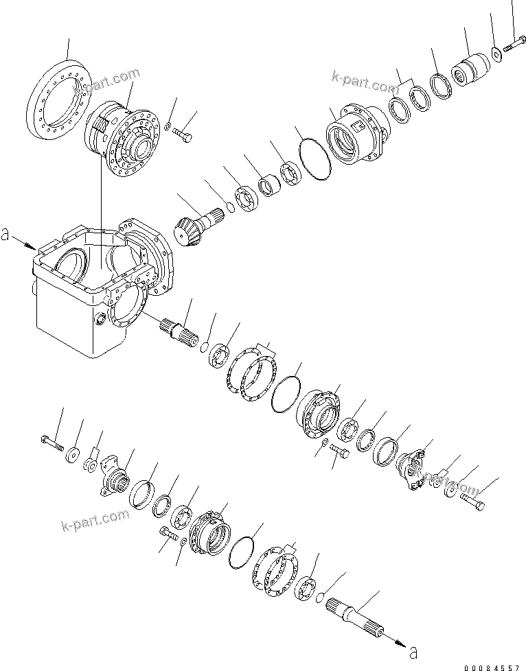 Komatsu parts book diagram for HM350-1L S/N A10001-UP: FRONT DIFFERENTIAL (PINION GEAR AND COUPLING)