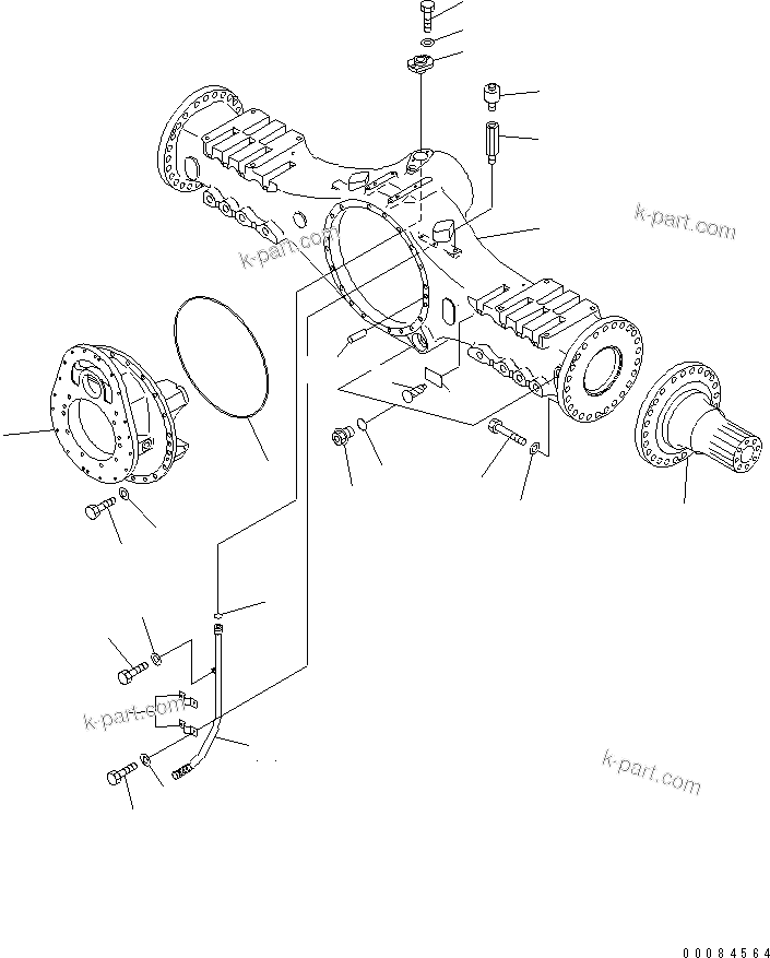 Komatsu parts book diagram for HM350-1L S/N A10001-UP: CENTER AXLE (BRAKE CYLINDER)