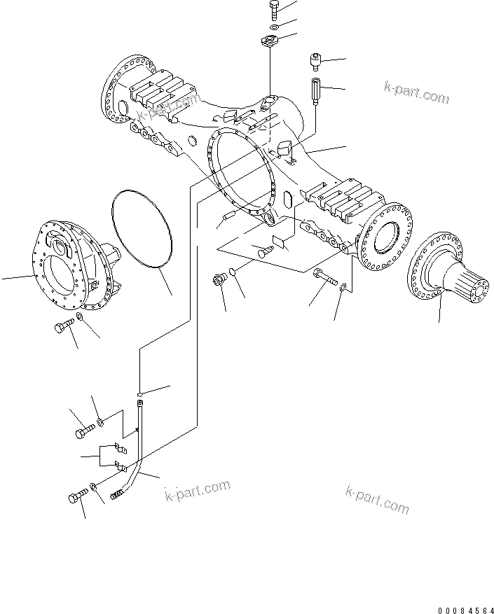 Komatsu parts book diagram for HM350-1L S/N A10001-UP: CENTER AXLE (HOUSING AND RELATED PARTS)