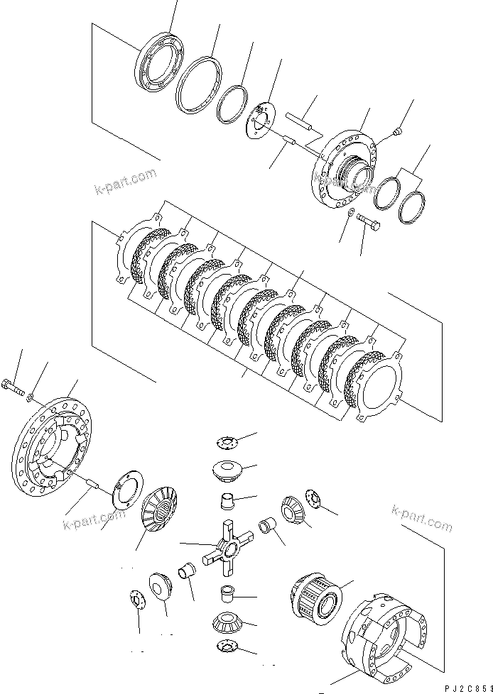 Komatsu parts book diagram for HM350-1L S/N A10001-UP: REAR AXLE (DIFFERENTIAL LOCK)