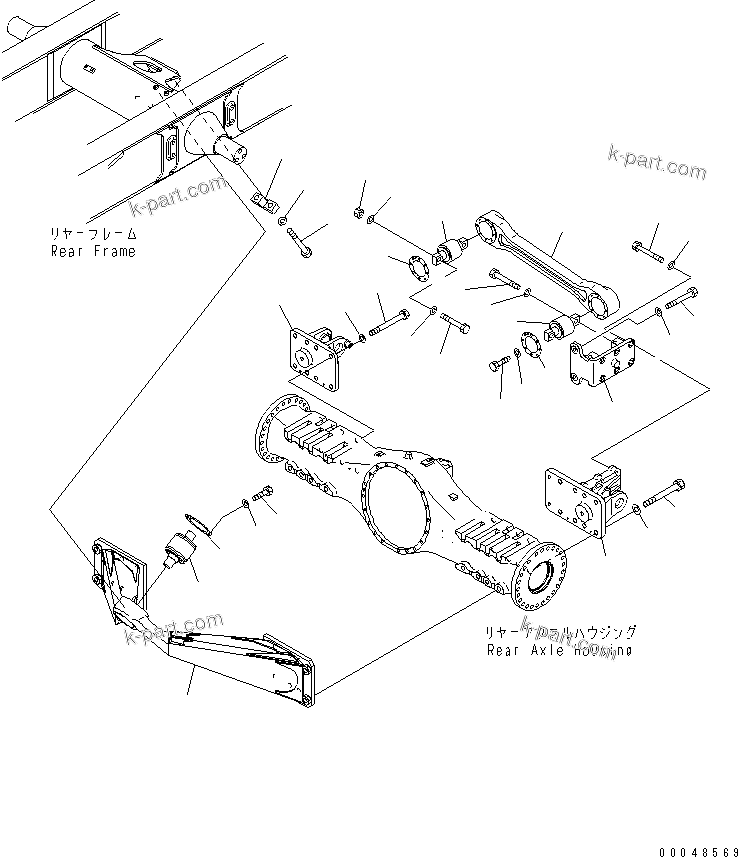 Komatsu parts book diagram for HM350-1L S/N A10001-UP: REAR AXLE SUPPORT
