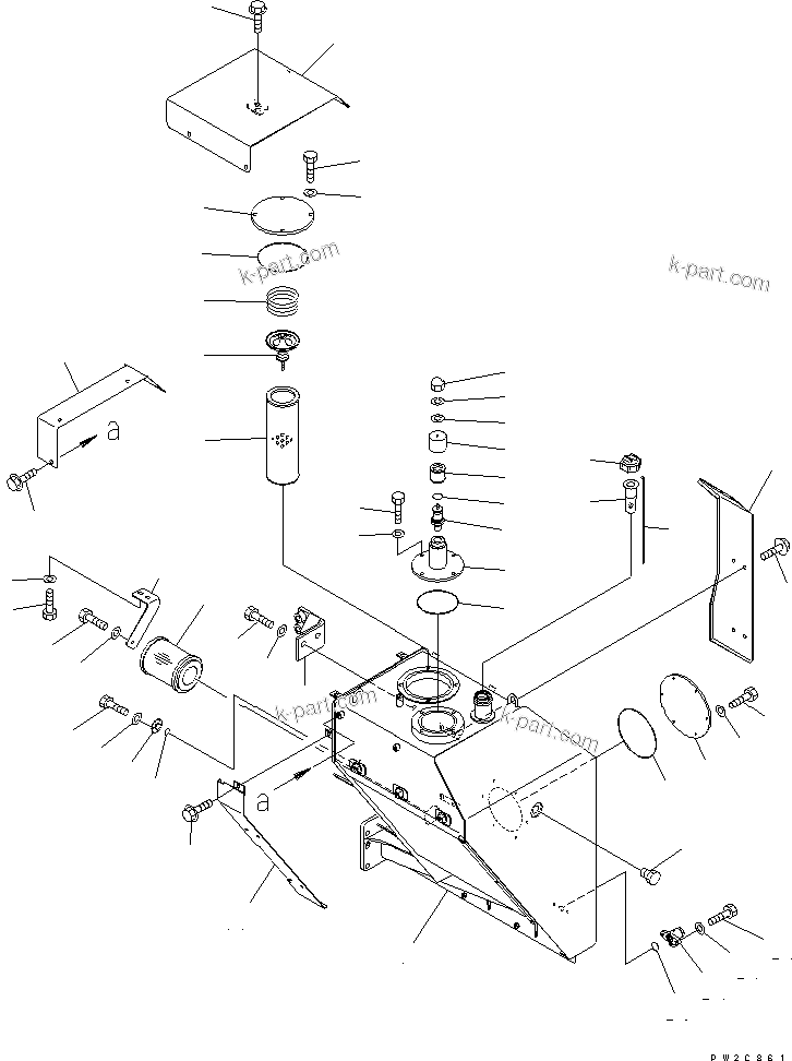 Komatsu parts book diagram for HM350-1L S/N A10001-UP: HYDRAULIC TANK