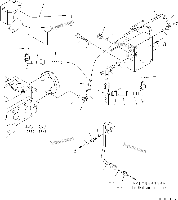 Komatsu parts book diagram for HM350-1L S/N A10001-UP: HYDRAULIC PIPING (E.P.C. VALVE LINE) (1/2)