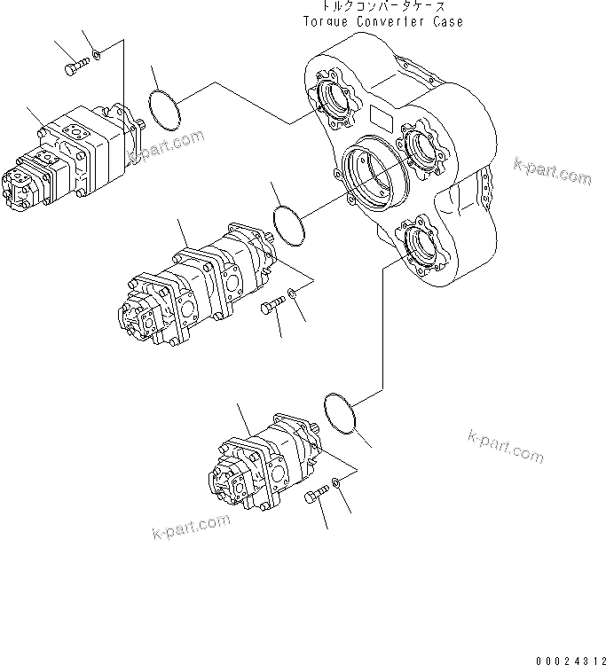 Komatsu parts book diagram for HM350-1L S/N A10001-UP: HYDRAULIC PUMP (MOUNTING PARTS)