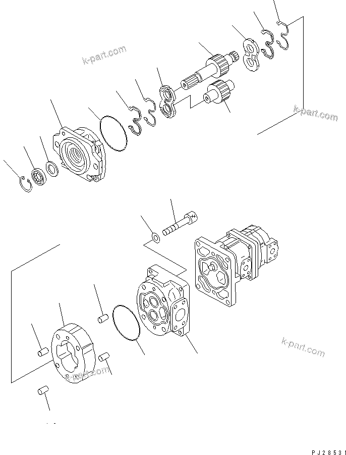 Komatsu parts book diagram for HM350-1L S/N A10001-UP: PUMP ASSEMBLY (SAR80+80+8) (1/3)