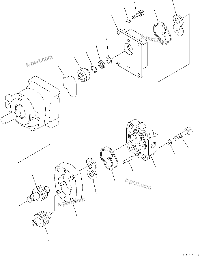 Komatsu parts book diagram for HM350-1L S/N A10001-UP: PUMP ASSEMBLY (SBR8+8) (2/2)