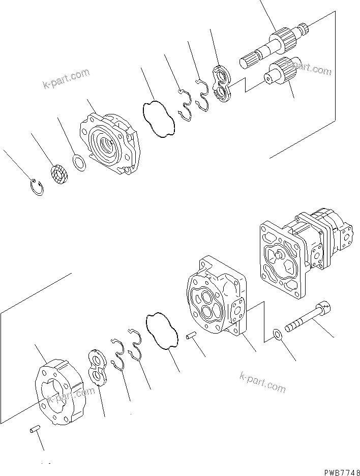 Komatsu parts book diagram for HM350-1L S/N A10001-UP: PUMP ASSEMBLY (SAR80+12+8) (1/3)